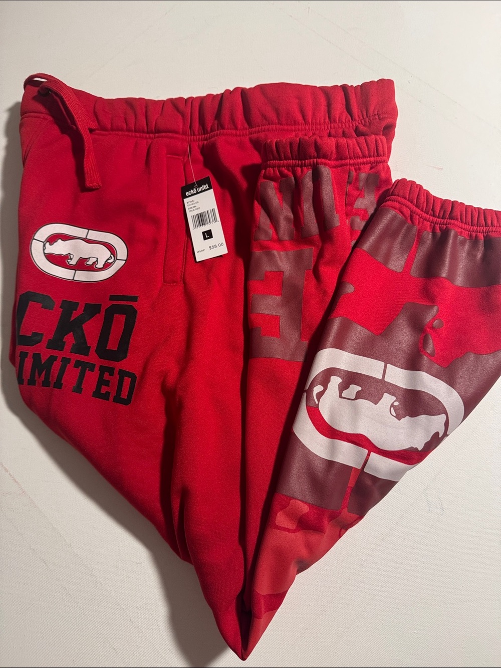 Ecko Fleece Joggers Sweatpants Mens Large Red